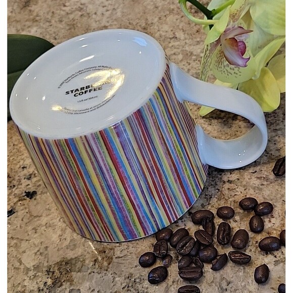 Starbucks 2008 Multi Color Rainbow Stripe 13 oz Ceramic Coffee Mug - Picture 8 of 8